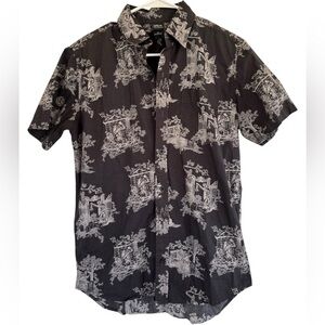 DISNEY Haunted Mansion Button‎ Down Shirt Black Magic Kingdom Ride Size XS